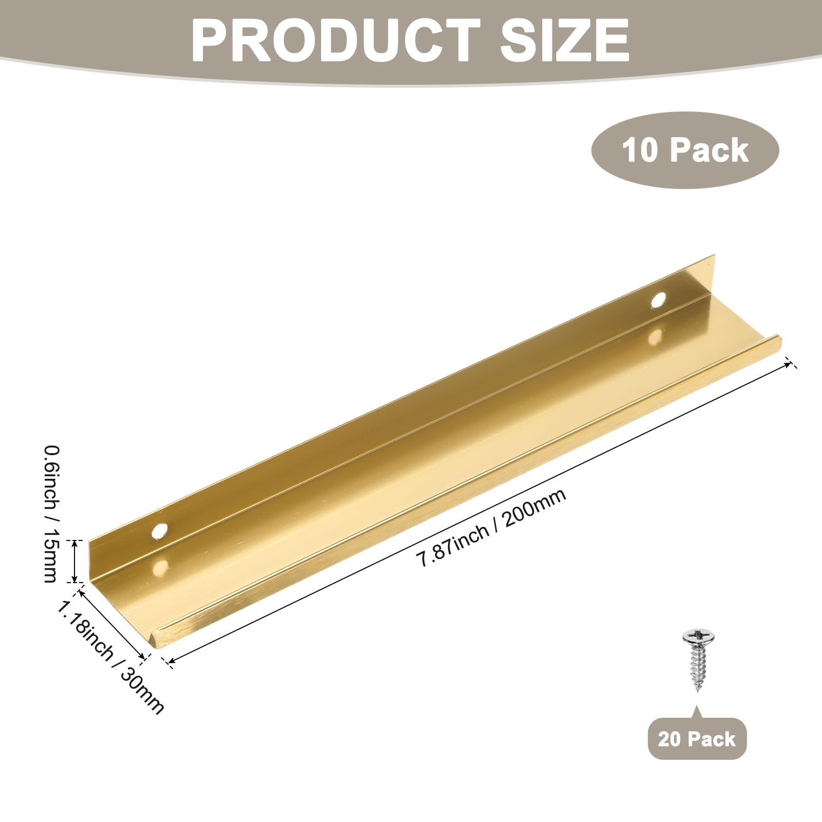 M METERXITY 10-Pack Cabinets Drawers Edge Pulls - Image 3