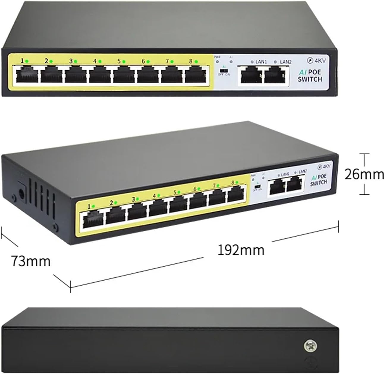 8-Port 48V POE Switch 100M 90W External Power Supply Suitable for Network Cameras
