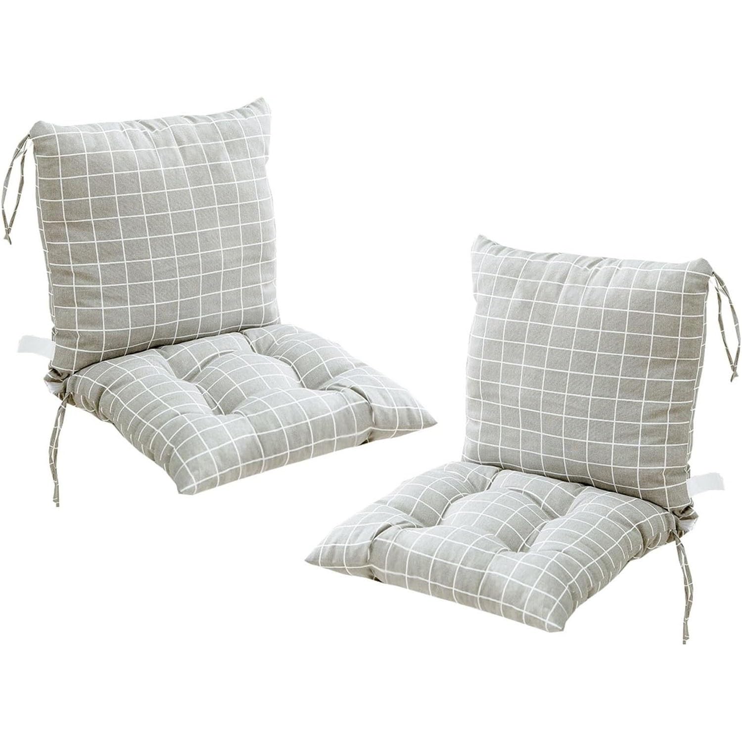Pack de 2 cojines para silla con respaldo Almohadillas para asiento y respaldo con cinta de velcro Cojín de respaldo bajo para silla de jardín 40x80cm Respaldo para silla extraíble