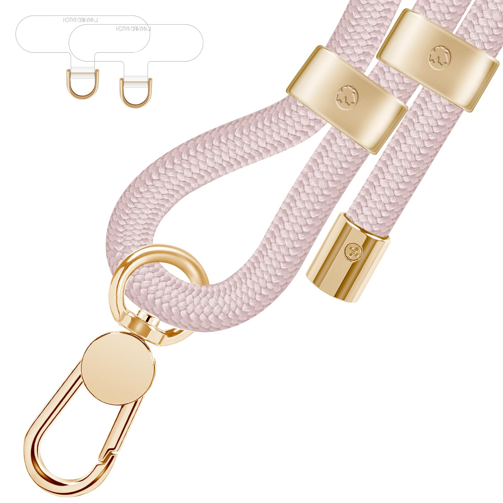 UKON Cell Phone Lanyard,Crossbody Lanyard and Wrist Strap Premium Metal Buckle Phone Charms with 2 X Phone Patch Compatible with All Smartphone(Salmon