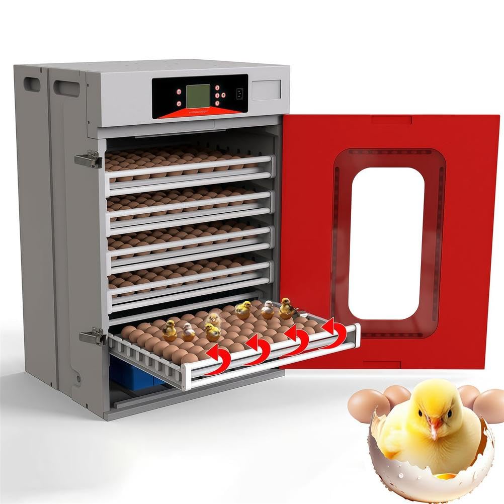 Incubadora digital automática de huevos, capacidad de 400 huevos con control de temperatura y rodillo de giro de 360° para incubar pollo, pato, ganso, codorniz