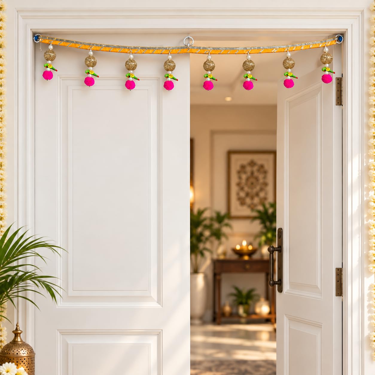 Gold Lotus Toran - Traditional Indian Door Decor -13