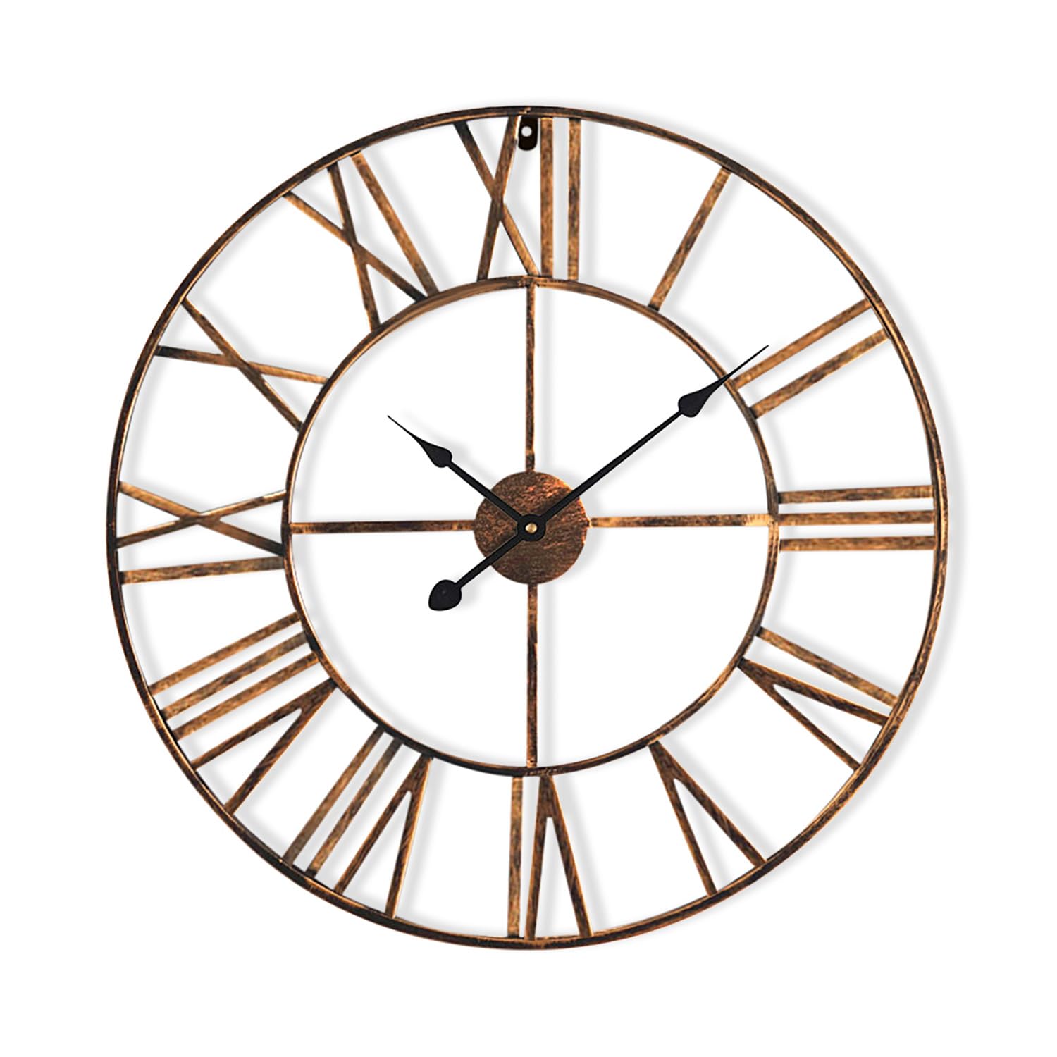 Antic by Casa Chic - Large Metal Wall Clock - 60 cm Diameter - QUARTZ Mechanism - Roman Numerals - Iron - Copper