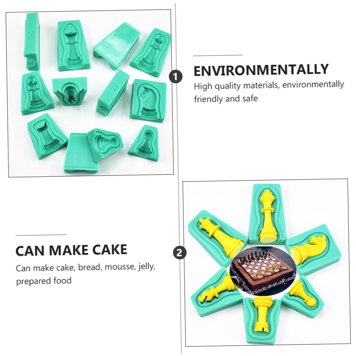 12 piezas Molde de Silicona para Pasteles con Forma de Ajedrez de Molde Creativo para Fondant Chocolate y Repostería DIY Decoración para Cumpleaños y Postres