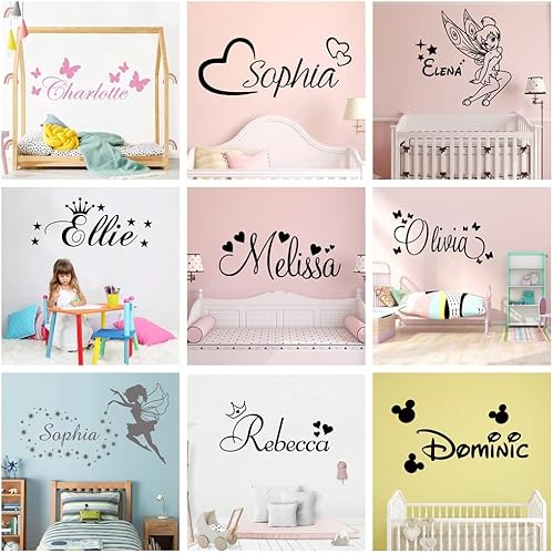 Colorida calcomanía de vinilo personalizada con nombre para la habitación del bebé, calcomanías personalizadas, papel tapiz para decoración de