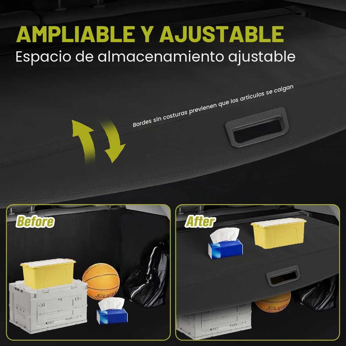 Cubierta de Carga Retráctil, Pantalla Retráctil para Maletero Negra compatible con Tucson 2016 2017 2018