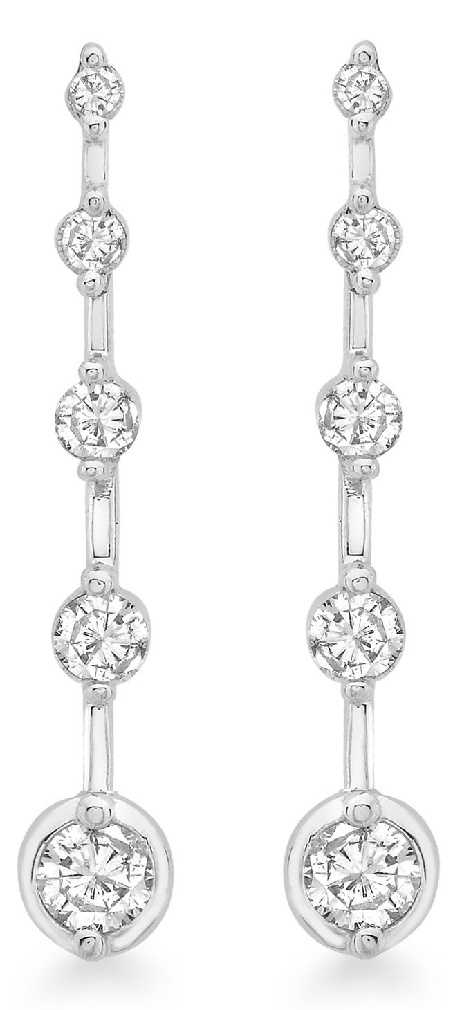CARISSIMA Gold Pendientes de mujer con oro blanco de 9 quilates (375/1000), diamante