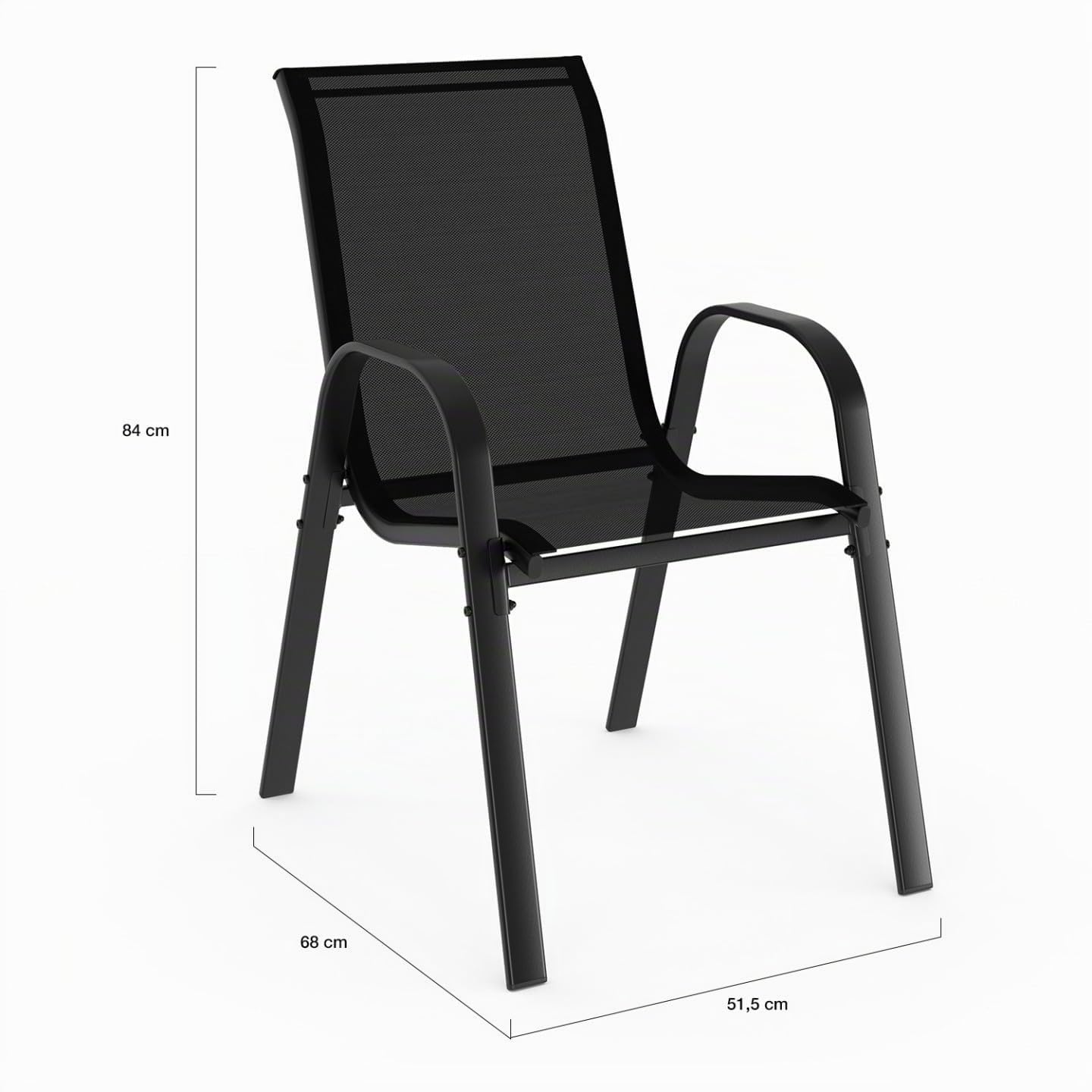 IDMarket - Set di mobili da Giardino Madrid Tavolo 150 CM e 6 sedie impilabili Nero