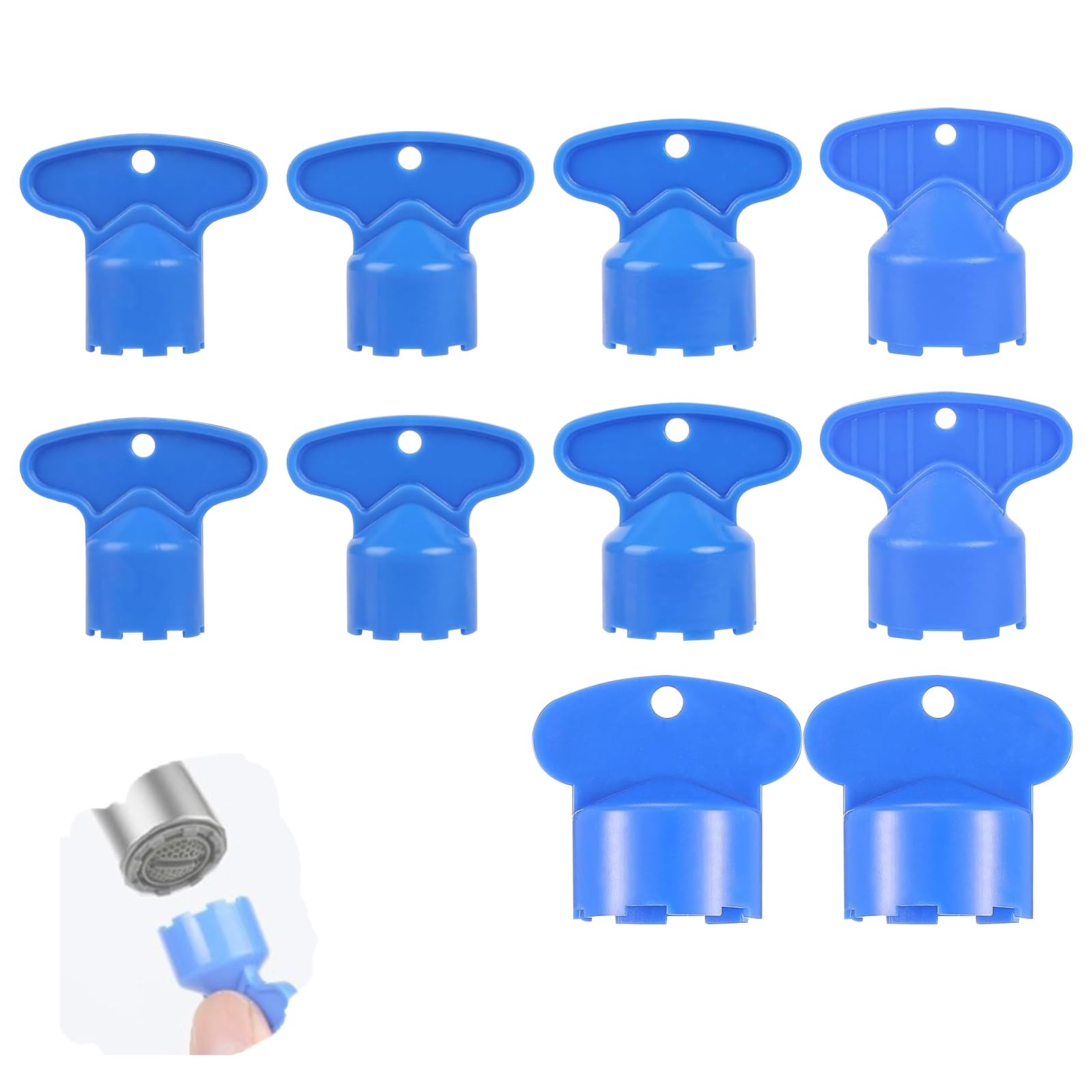 Wlicchs Blue 10 Pieces Aerator Faucet Key For M16.5/M18.5/M21.5/M22/M24, Aerators For Faucets, Flow Regulator Aerator, Cache Faucet Aerator Key Removal Plastic