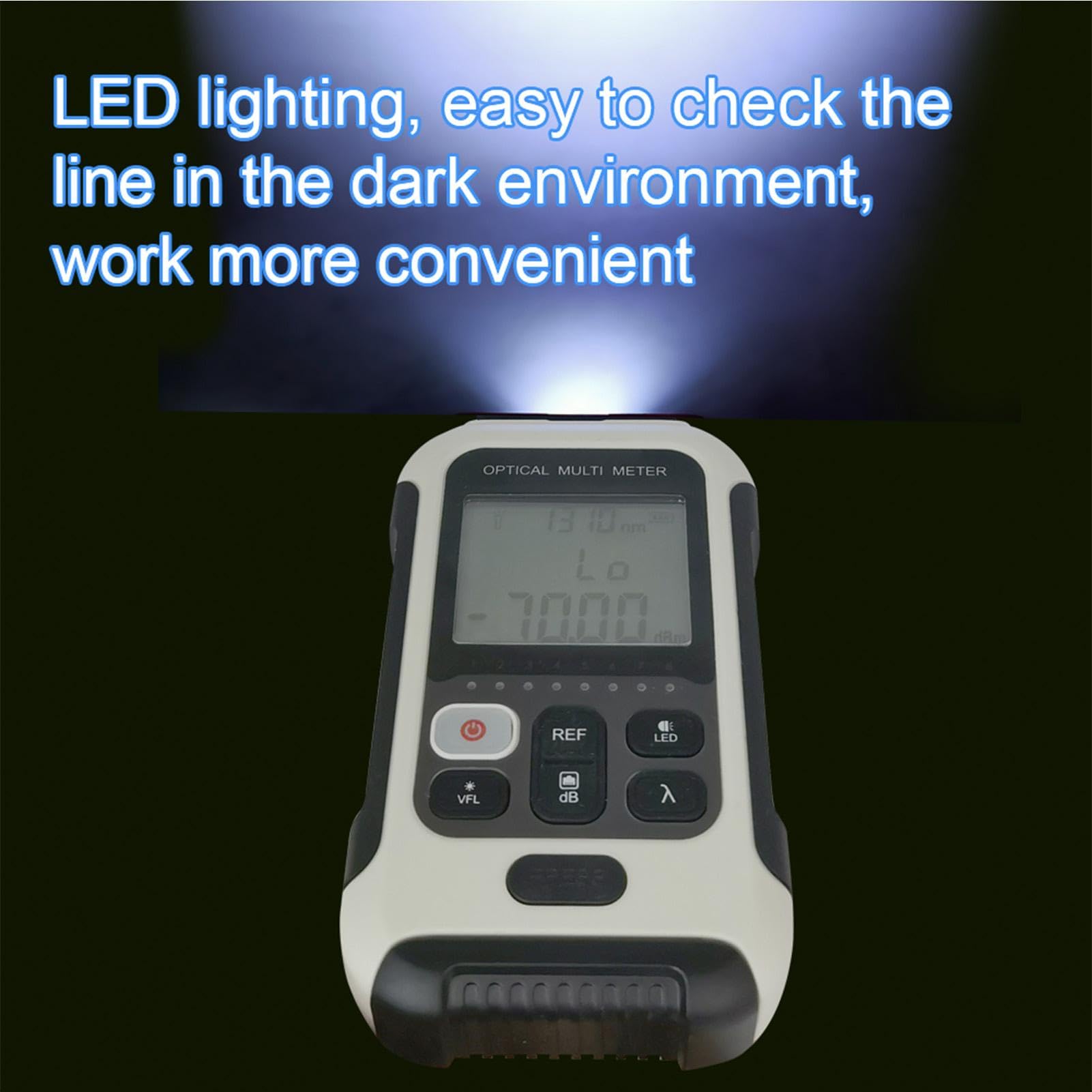 Medidor de Potencia Fibra Optica, -70~10dbm OPM Medidor de Potencia óPtica con Prueba de Red y Luz LED, 850-1625nm 10 Longitudes de Onda Probador de Fibra Óptica Con FC/LC/ST Interfaz