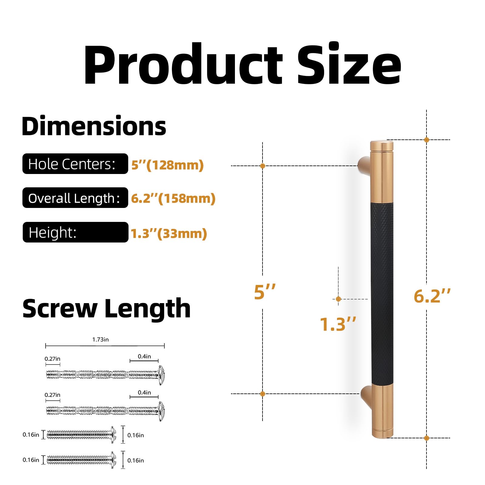 10 Pack Matte Black and Champagne Bronze Cabinet Pulls knurled 5 Inch Hole Centers Kitchen Cabinet Handles Drawer Pulls Cabinet Hardware — Amazon image 2