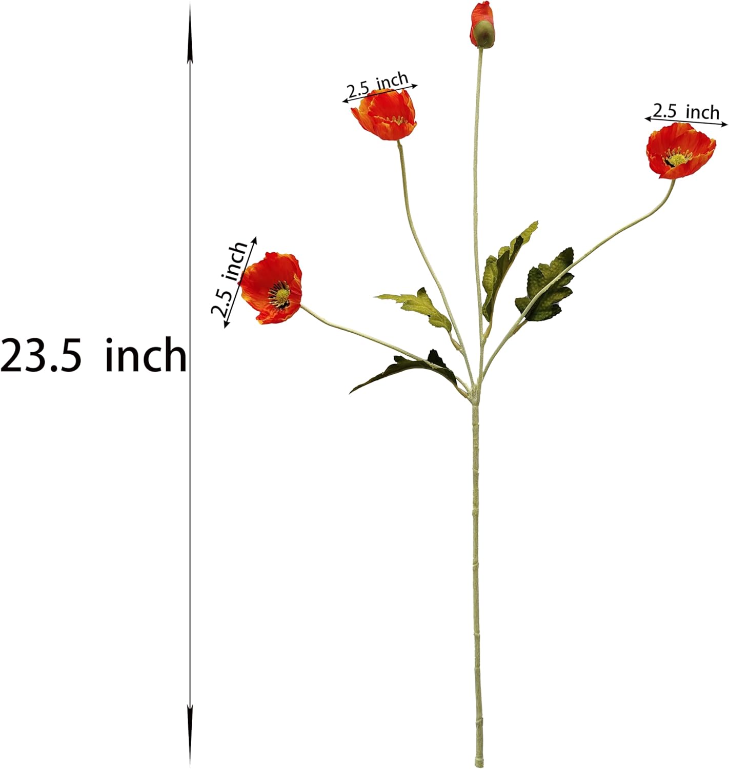 ATFL Orange and Red Poppy Flowers Artificial,12 Pcs Silk Fake Poppy Flowers,Faux Poppies Bulk for Home Decor Table Centerpieces Floral Arrangement,Poppies Bouquet for Wedding (23.5‘’, Orange-red) - Image 3