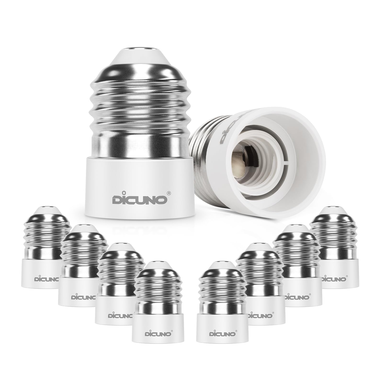 DiCUNO 2-Pack E27 a E14 Socket Converter Socket Adapter Adattatore di base per lampada di alta qualità per lampadine a LED, a incandescenza e lampadine CFL