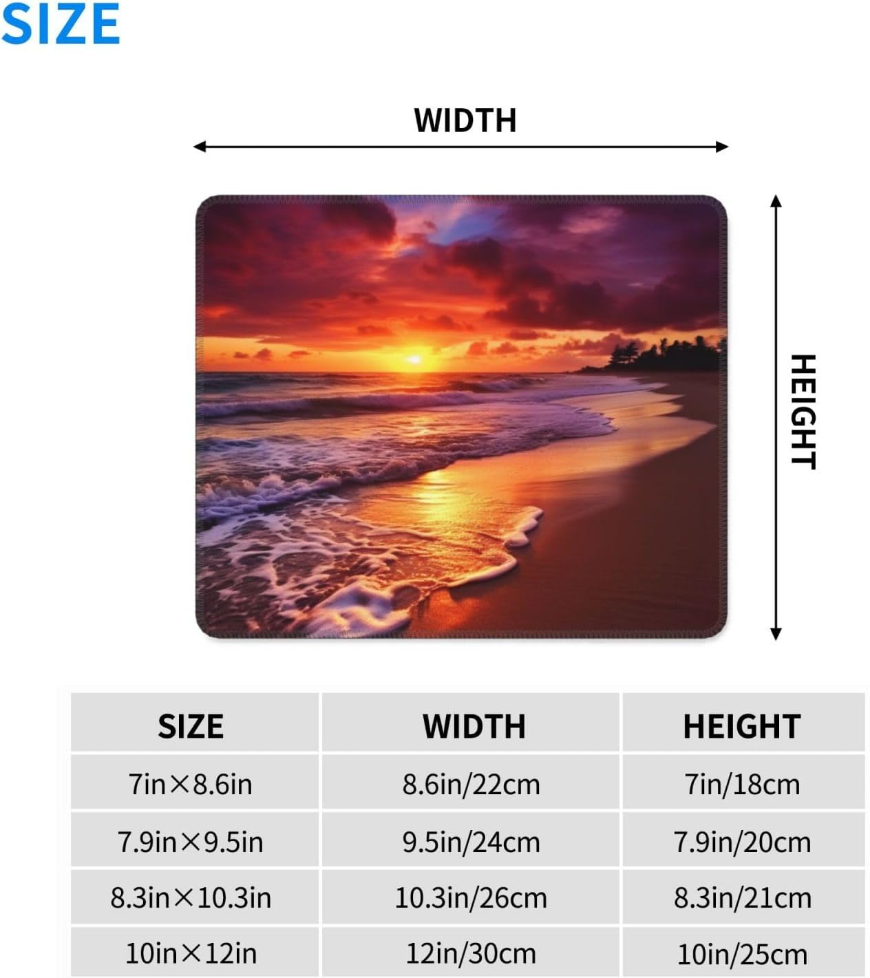 Square Mouse Pad Beautiful Beach Sunset Mouse Mat with Rubber Base Computer Mouse Pads for Wireless Mouse Non-Slip Mousepad for Laptop Office Desk Accessories Gaming Mousepad 7.9 x 9.5 in image 2