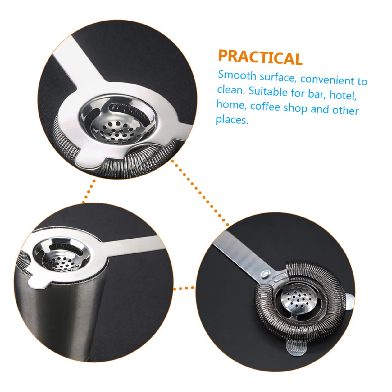 ABOOFAN 3 Piezas Colador de Cóctel Profesional Inoxidable Resistente para Bebidas y Hielo Accesorio de Bar para Mezclas y Cócteles