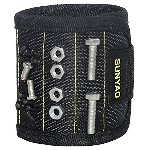 Magnetic Wristband, Sunyao 10 Magnets Holding Screws Nails Drill Bits Gifts Gadgets Tools Gift for Men DIY Handyman Electrician Husband Boyfriend Father Women Birthday Ideas