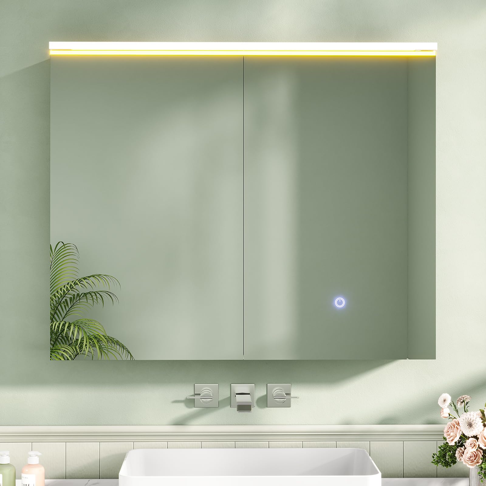 Spiegelschrank Bad mit LED-Beleuchtung und Steckdose 80x19,5x60 cm
