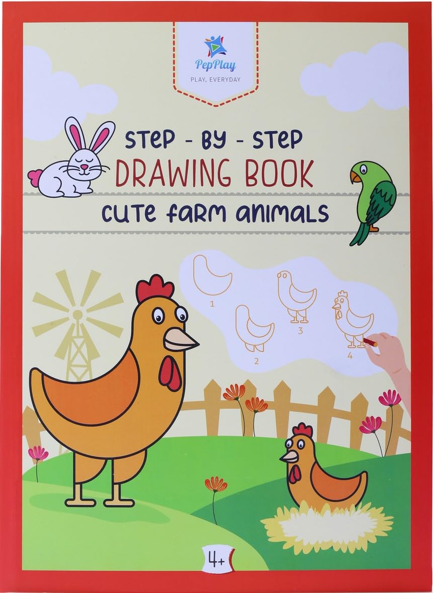 PepPlay Step by Step Drawing Book Cute Farm Animal - Essential Skills, Building Activities, Coloring, Educational Sketch Books Gift for Kids, Students, Artists (4 to 10 Years) [Paperback] PepPlay