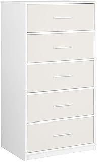 Modern 5-Drawer Dresser with Spacious Storage,Sturdy Wood Frame, and Large Capacity Drawers, Dressers for Bedroom, Home Organization Storage for Living Room or Hallway (White)