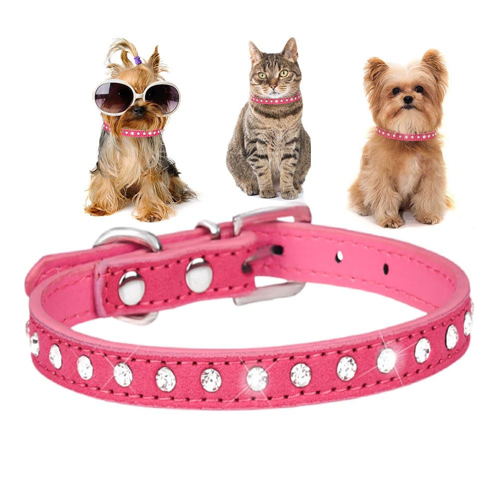 Glitzer-Hundehalsband Mit Strass – Verstellbar, Weiches Wildleder, Für Kleine Bis Große Hündinnen