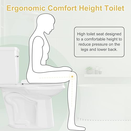 Miniatura 2 de Inodoro de 17.5 pulgadas de alto  Inodoro extra alto rugoso de 12 pulgadas, inodoros altos alargados para personas mayores, inodoro de dos piezas de