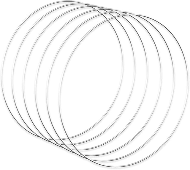 Worown 6pcs 30cm Floral Wreath Hoops, Silver Metal Rings for Making Wedding Wreath Decor and Wall Hanging Craft