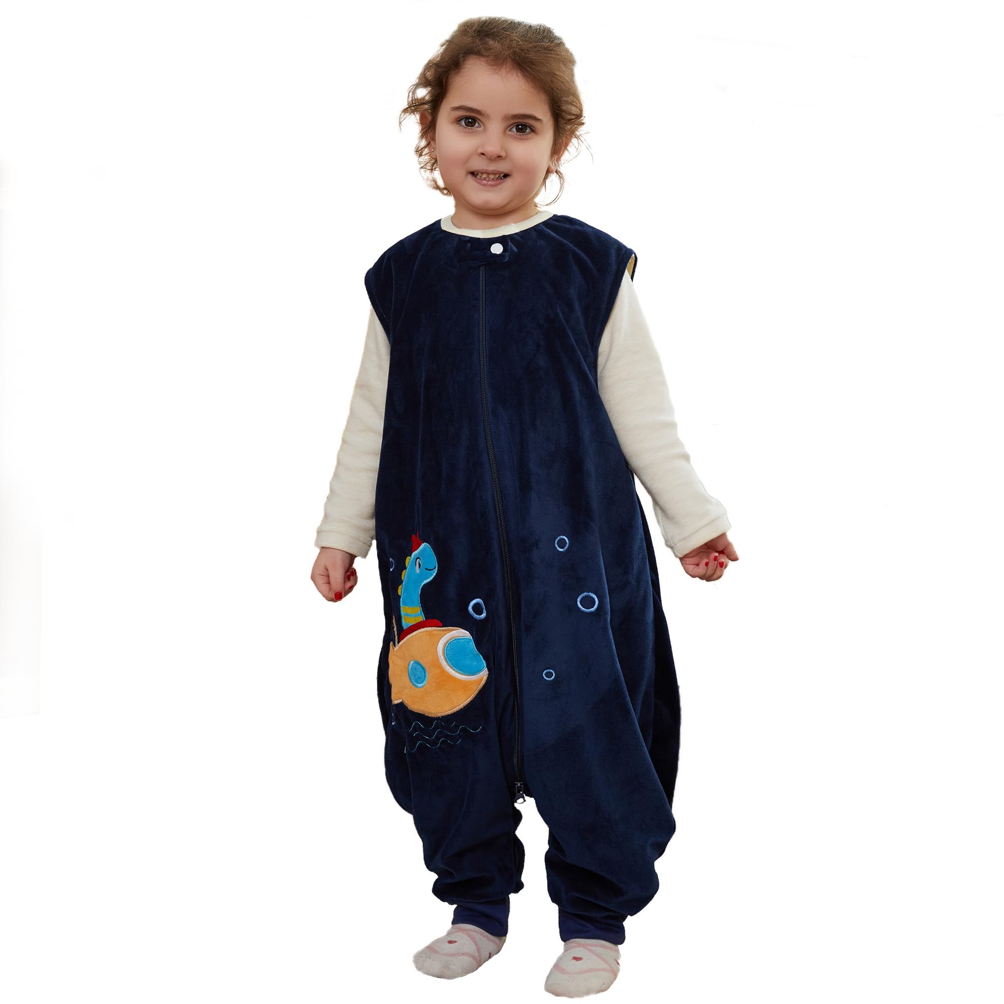 XQ&XG Sacco Nanna con piedini, Bambini Sacco Nanna con gambe 1.5 TOG, Sacco a pelo con gambe, Sottomarino, 1-3 Anni