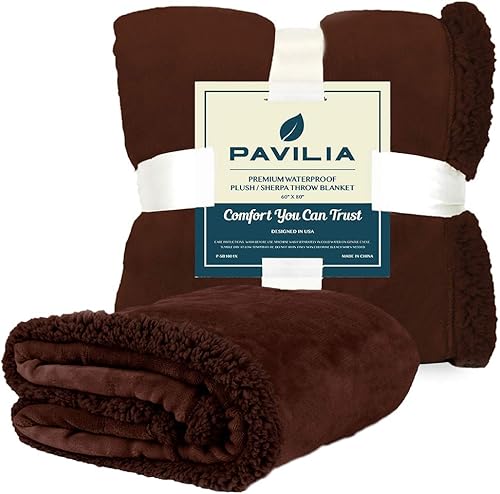 Miniatura 6 de PAVILIA Manta impermeable para sofá, manta impermeable para perros grandes, cachorros, gatos, protector de manta para mascotas, manta de sherpa