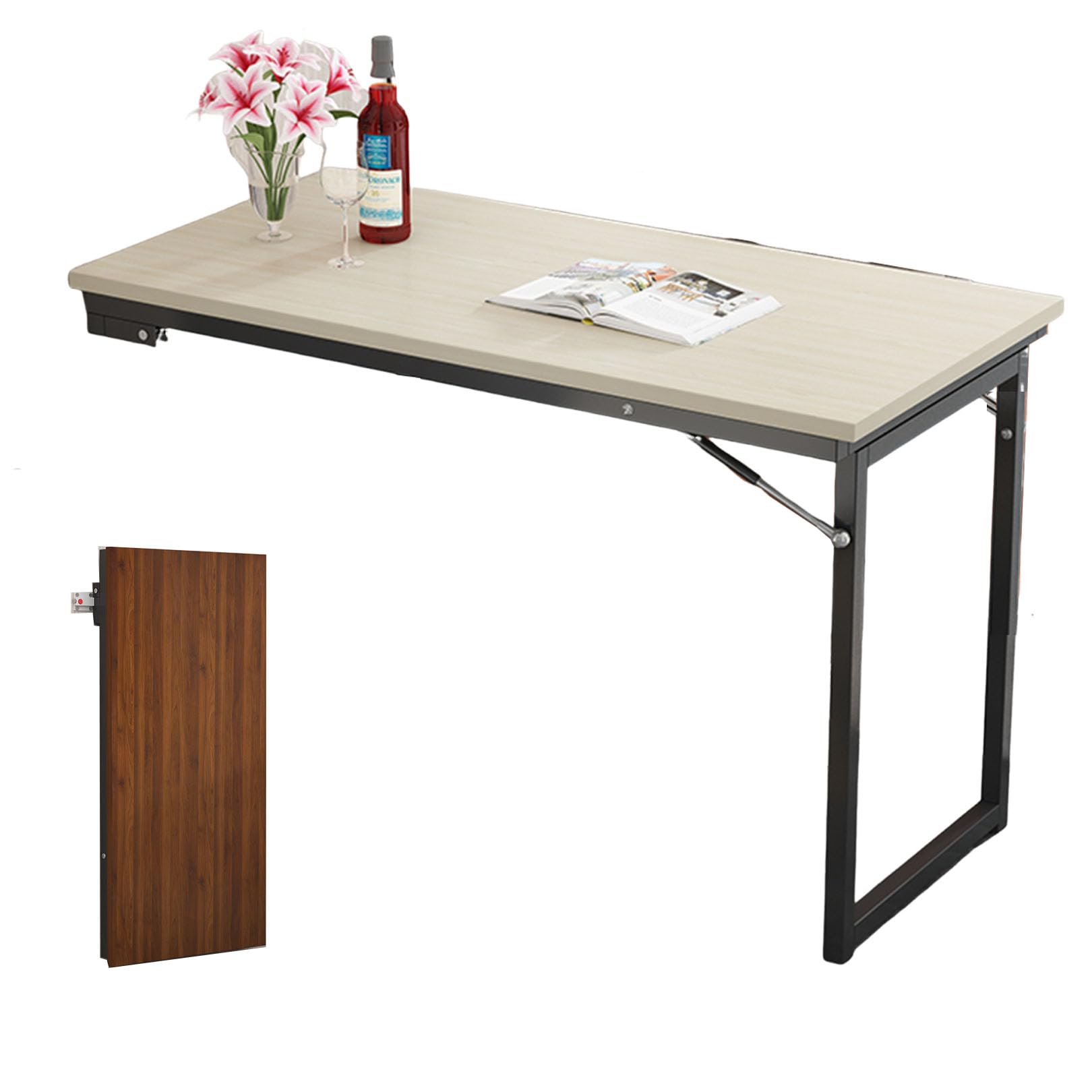 Table pliante murale robuste 150kg | Bureau ordi haute résistance