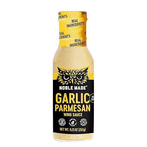 Noble Made by The New Primal Garlic Parmesano Dip Wing Sauce Keto gluten azúcar ni soja botella de vidrio de 925 onzas