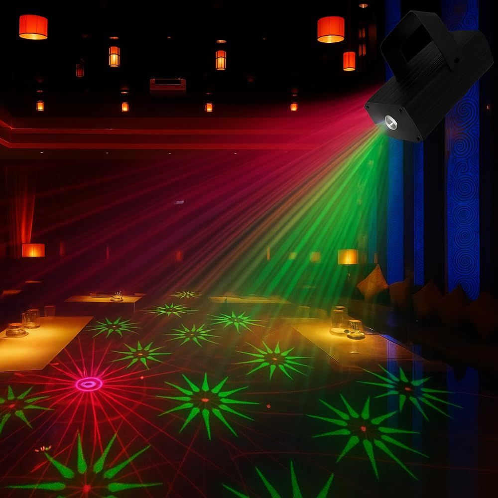 Mini Laser Light Projector | Sound Activated DJ Party Light | Portable Stage Lighting with Multi-Color Patterns | Events, Birthday, Wedding, Club, Indoor & Outdoor Use (Black)-image-20