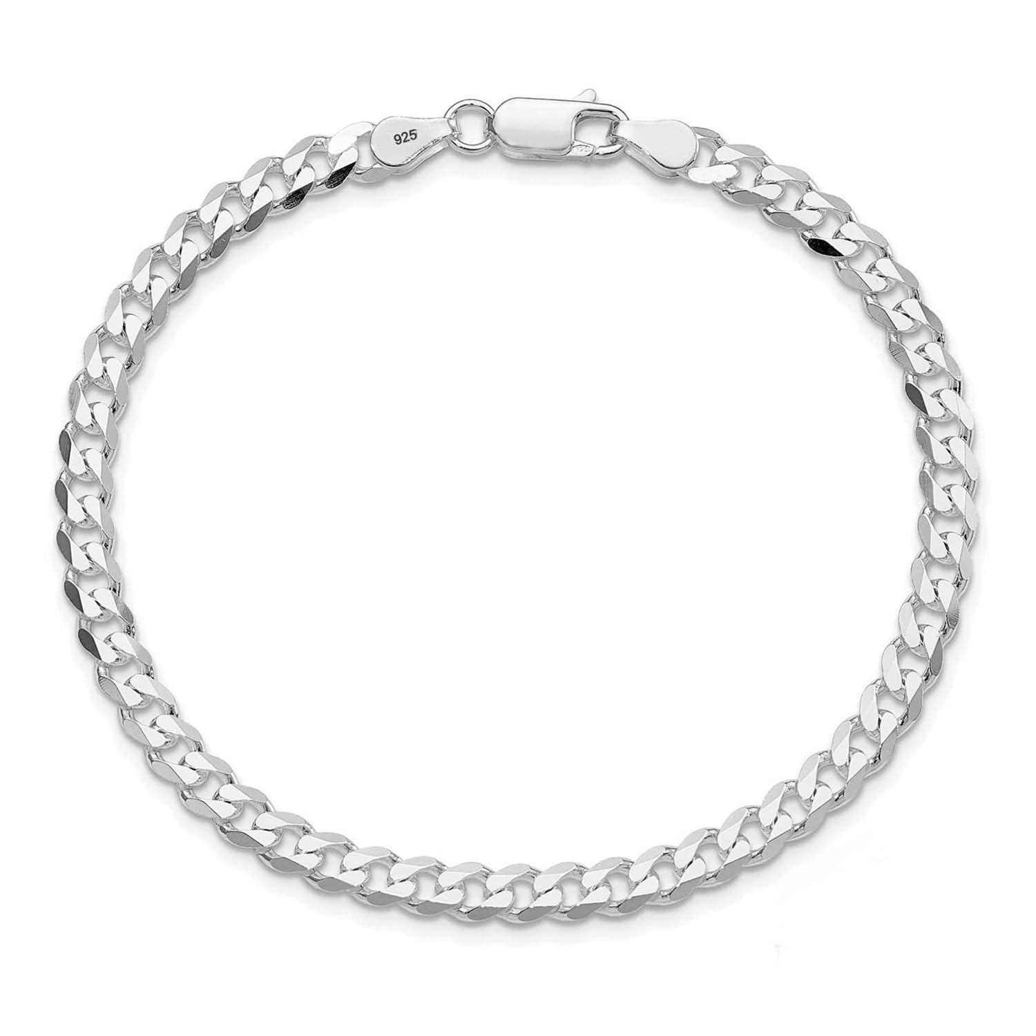 925 Sterling Silver Curb Chain Bracelet for Women | BIS Hallmarked Italian 4.5mm Solid Diamond-Cut Cuban Link Curb Chain Bracelet 7 Inches-image-19