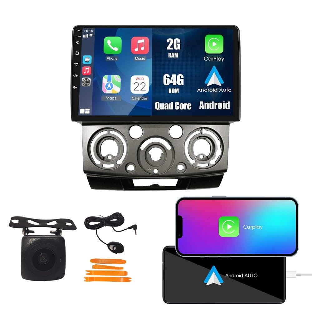 CarPlay Android Auto Navigation Stereo GPS Radio Camera Display 9" IPS Touchscreen Headunit Tablet Pad Media Player for Ford Everest/Ranger & for