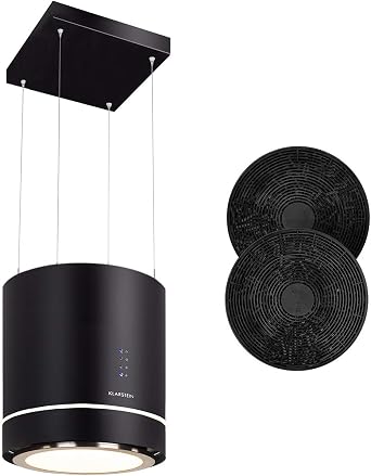 Klarstein Tron Ambience extractor hood - 165 W extractor hood with 540m3/h circulating air capacity in 3 positions, extractor hood recirculation air with LED lighting, 38x45 cm xW, incl. Activated