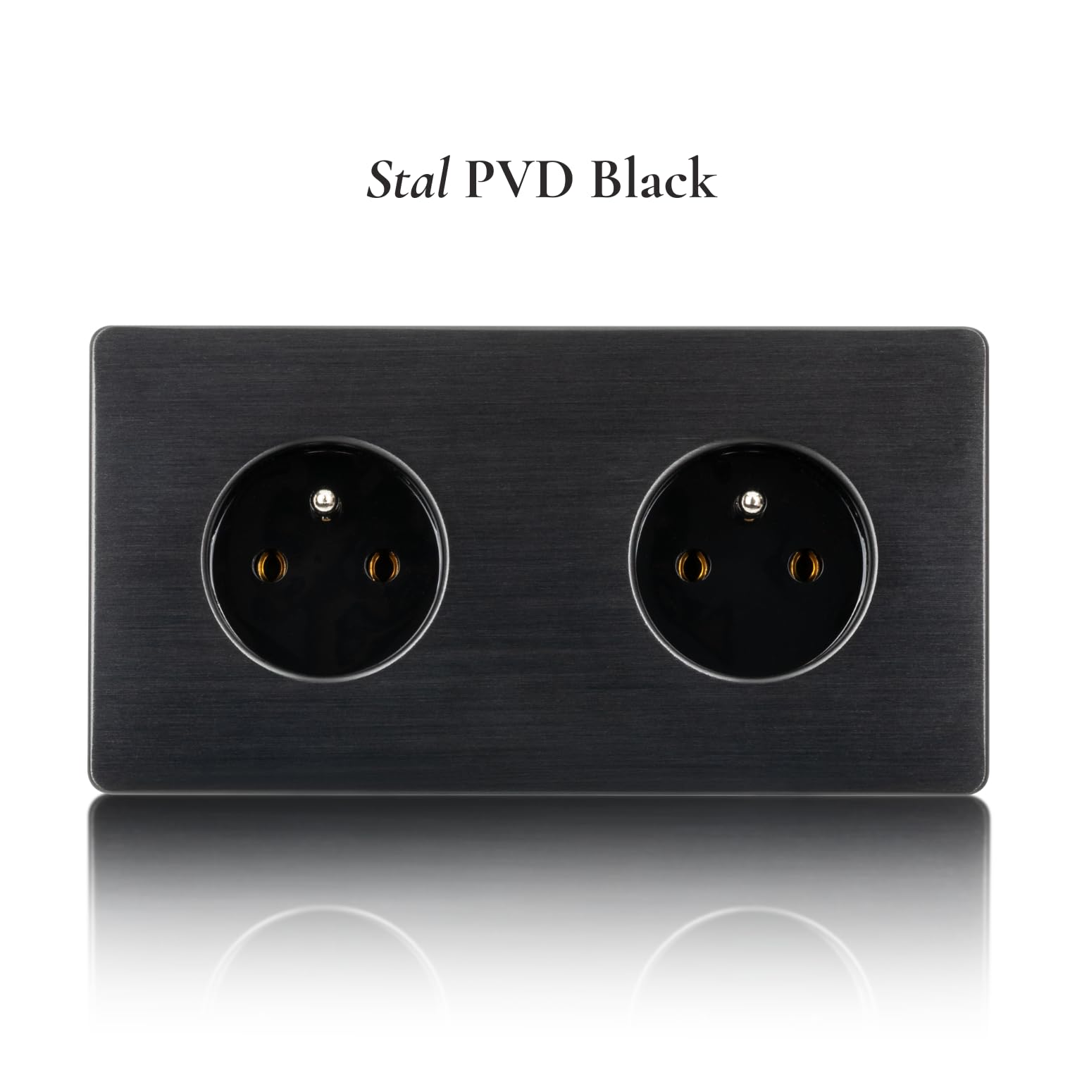 Gniazdko Elektryczne Podwójne Czarne Stal Szczotkowana PVD Black PREMIUM