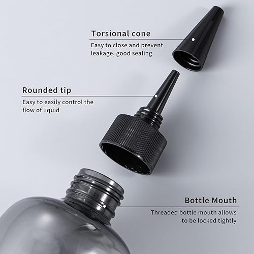 Miniatura 5 de driew Botellas aplicadoras para el cabello, botella transparente de 16.9 onzas para líquidos, punta superior, tapa aplicadora de color, botella