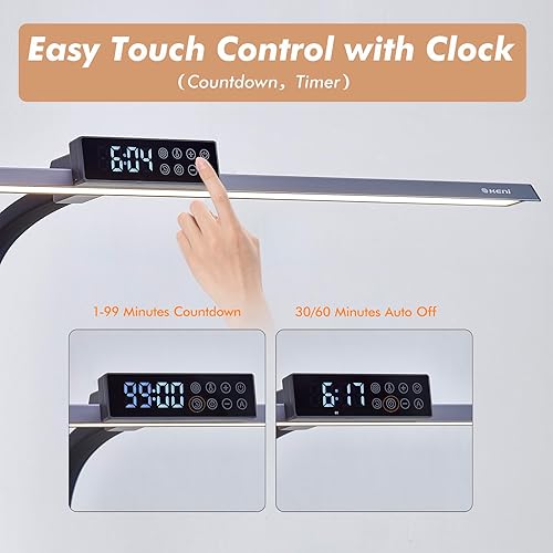 Miniatura 5 de G Keni Lámpara de escritorio LED ultra brillante de 3400 lm con reloj para oficina en casa, 31.5 pulgadas de ancho x 27 pulgadas de alto, luz de
