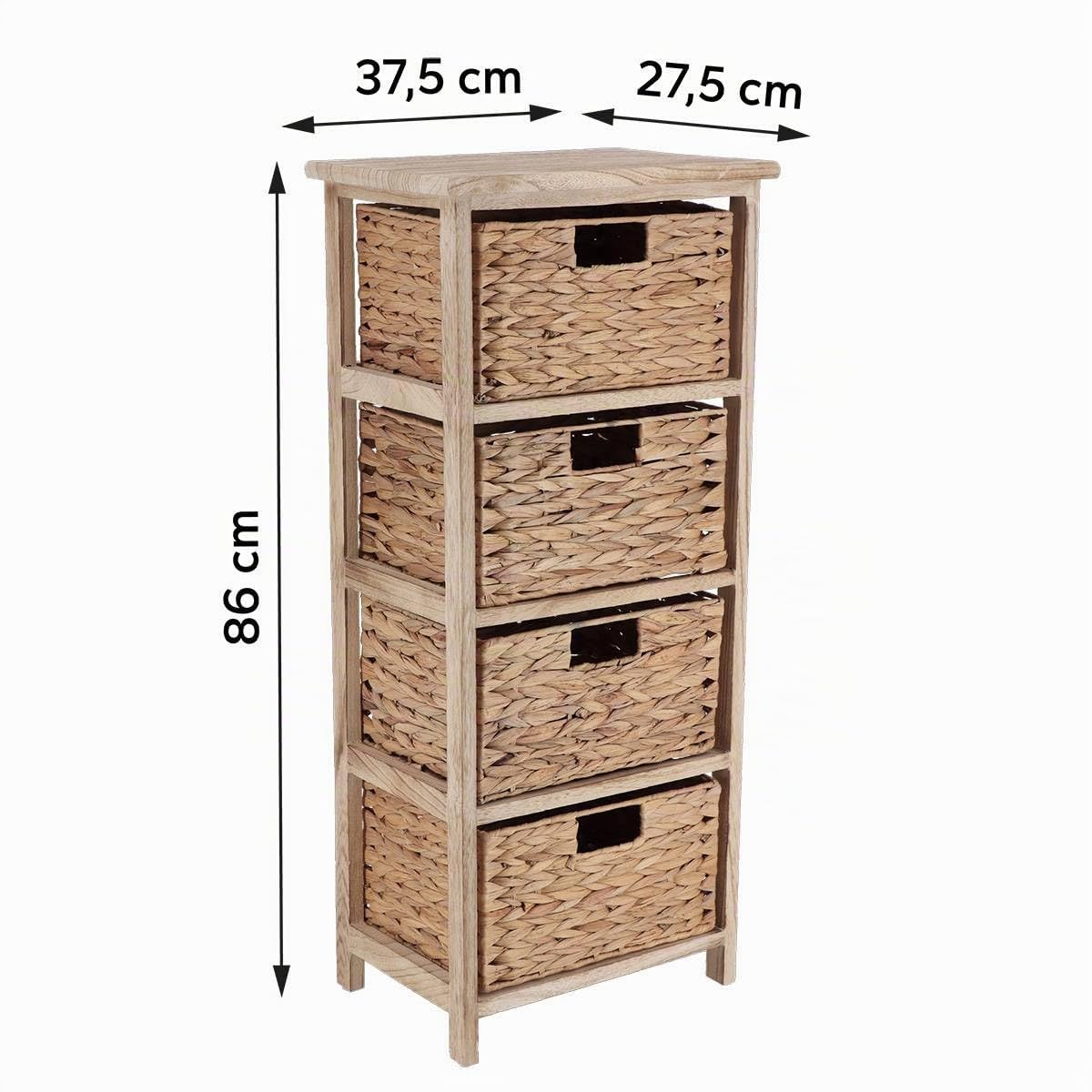 Tendance - Mueble Paulownia con 4 cestas Jacinto - Natural