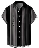 Retro Bowling Shirts for Men Hawaiian Beach Shirt Vintage Short Sleeve Aloha Camp Shirt