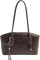 GETERUUV Vintage Brown Faux Leather Shoulder Bag for Women - Hobo Handbag with Cute Pendant, Retro Fall Purse