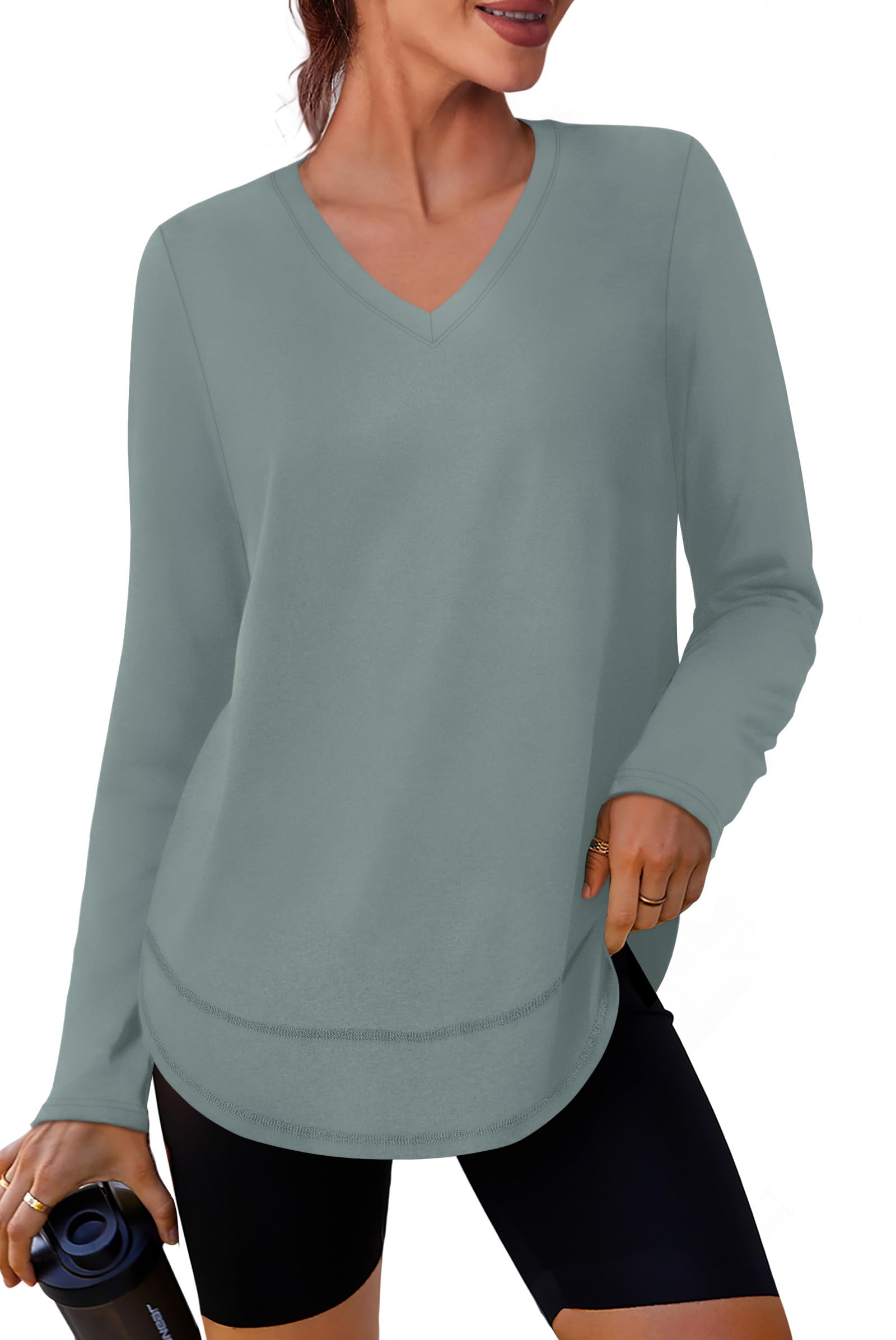 Womens Workout Tops Long Sleeve Sun Protection Dry Fit Running Gym