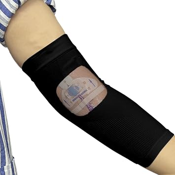 PICC Line Cover with Mesh Window - Arm Sleeve for Upper or Lower Arm, Non-Slip Silicone Gasket, Comfortable IV & Cast Protector, 1 Pc Black-XL