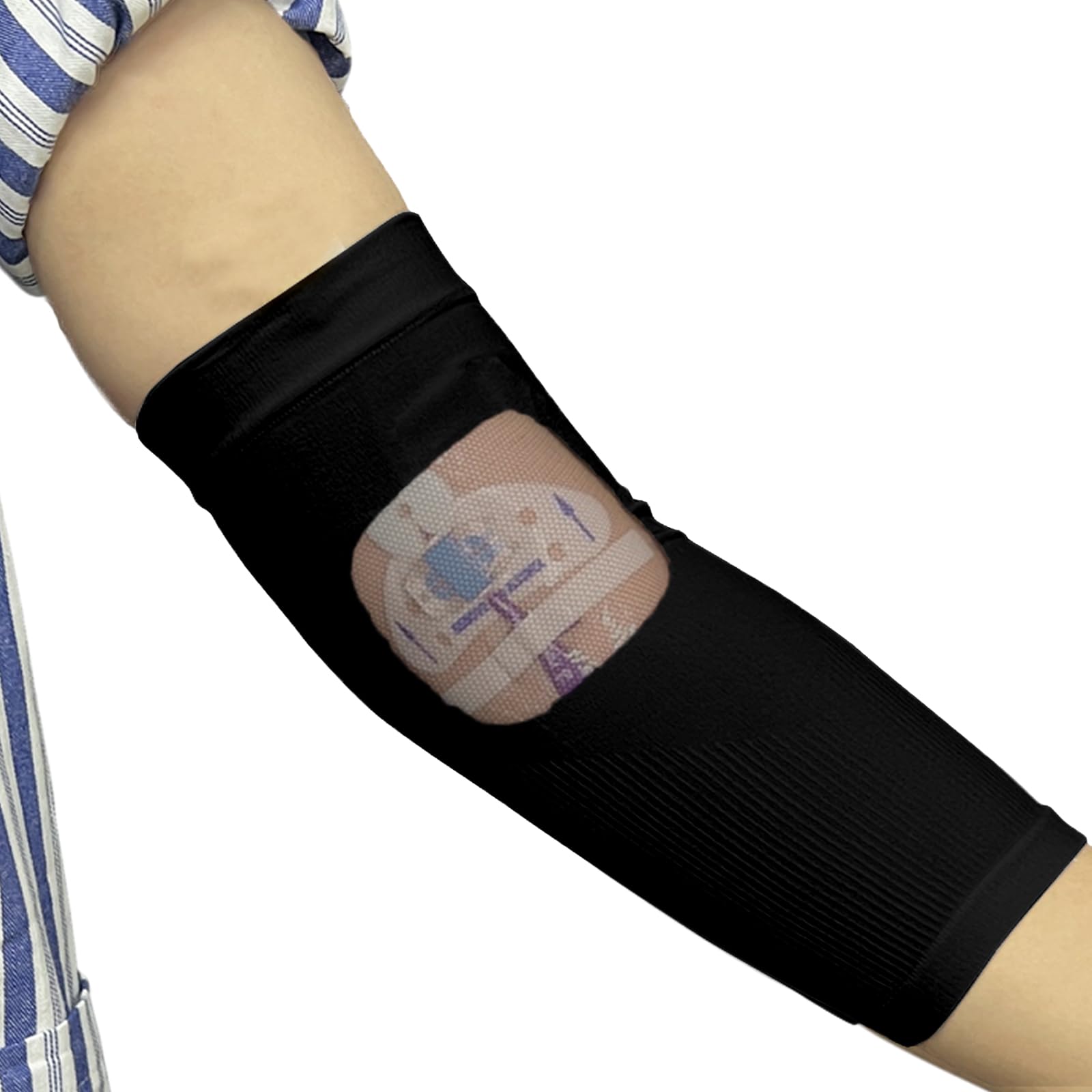 EDWERD Cubierta de línea PICC con ventana de malla - Manga de brazo para brazo superior o inferior, junta antideslizante de silicona, cómodo IV y protector fundido, 1 PC (Black-XL)