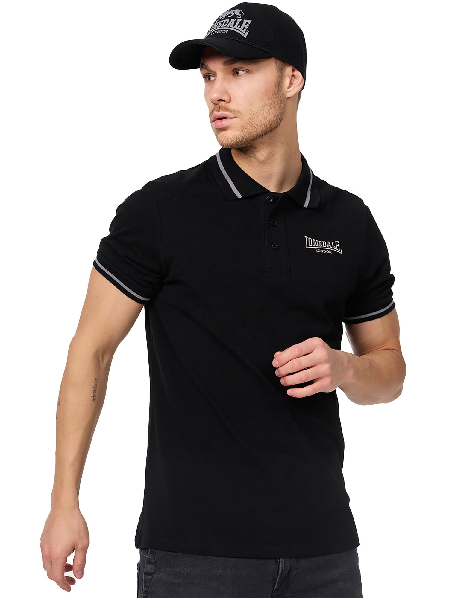 Lonsdale London Causton Poloshirt Schwarz 3XL – 100% Baumwolle