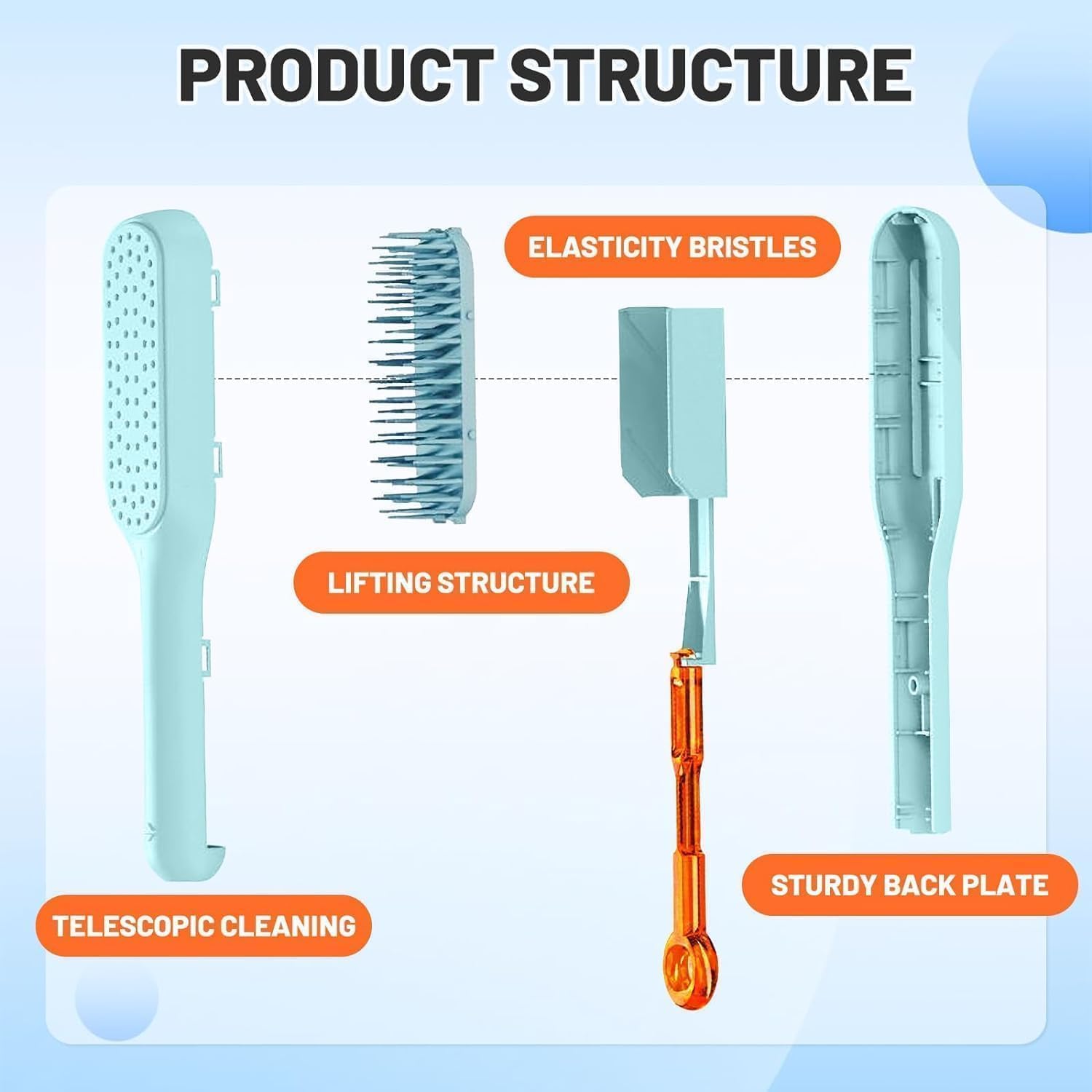 BELARO (PAK OF -1) Self Cleaning Hair Brush for Women, Easy Clean Hair Brush, Massage Comb with Retractable Bristles One-pull Clean Anti Static Hair Brush Tools for All Hair Types 4