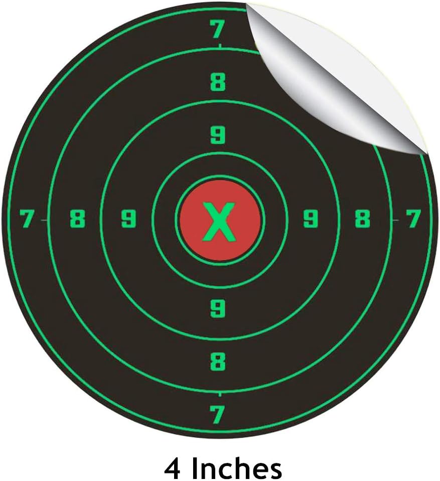 Splatter Shooting Targets 4 Inch Reactive Paper Target Stickers 200 Self Adhesive Target Roll for BB Gun, Pellet Gun, Airsoft, Rifle Indoor and Outdoor Shooting Range