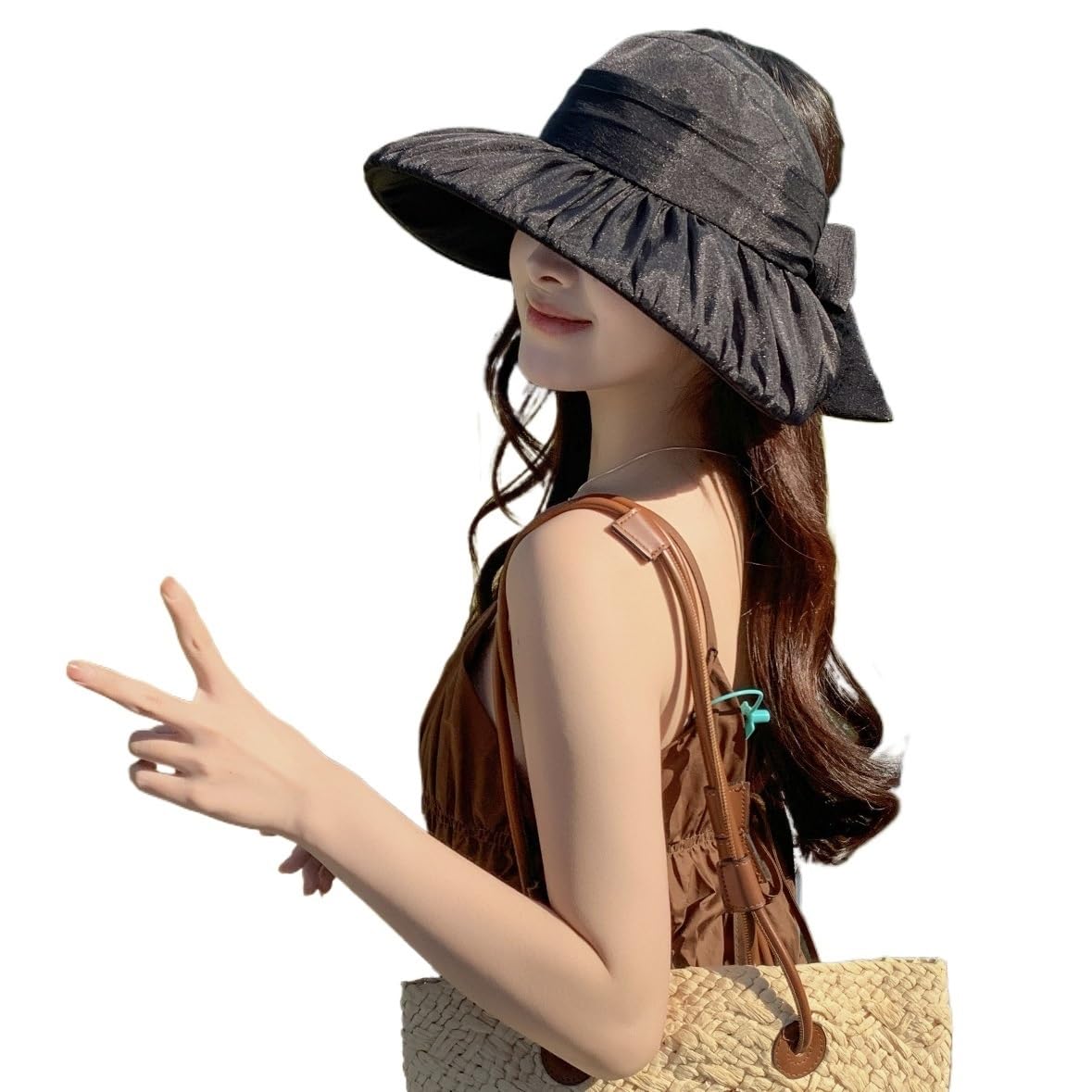 Chapeau de soleil ouvert anti-UV bob pliable pour visage protégé en extérieur