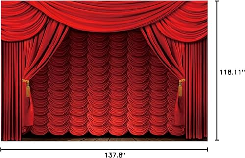 Miniatura 6 de OERJU Cortina roja interior de teatro de 12 x 10 pies, telón de fondo para fotografía de escenario, cenefa, espectáculo, evento, fiesta, fotografía,