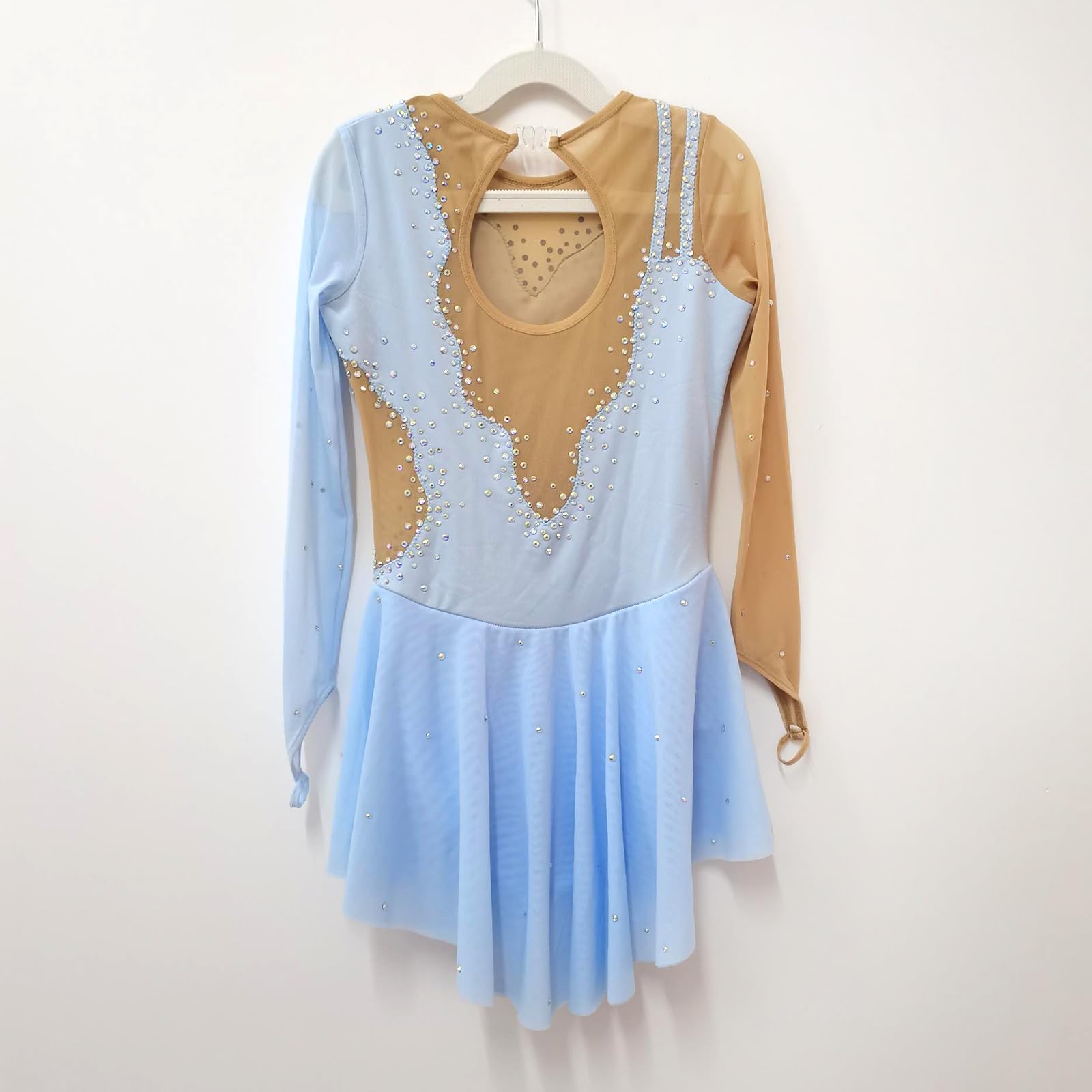 LIUHUO Eiskunstlaufkleid blau für Mädchen Langarm Kinder und Erwachsene Wettkampfleistung