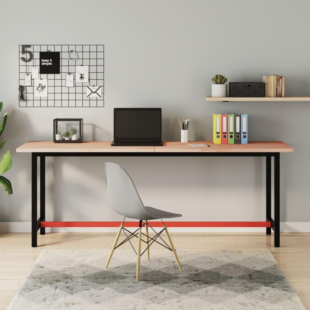 vidaXL Tablero de Banco de Trabajo, Encimera de Banco, Tablero de Mesa de Trabajo, Superficie de Escritorio, Madera Maciza de Haya 200X55X2,5 cm